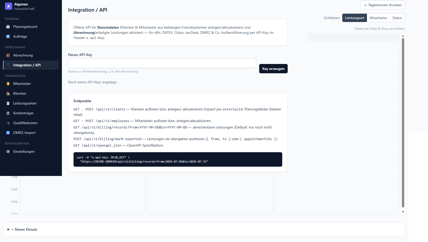 Integration und offene API für Stammdaten und Abrechnung